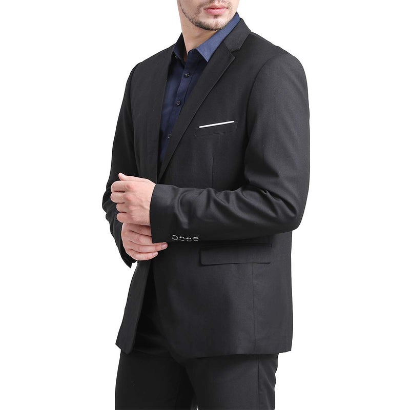 YFFUSHI Mens Slim Fit Blazer Jacket Two-Button Notched Lapel Casual Suit Jacket Black - Image 5